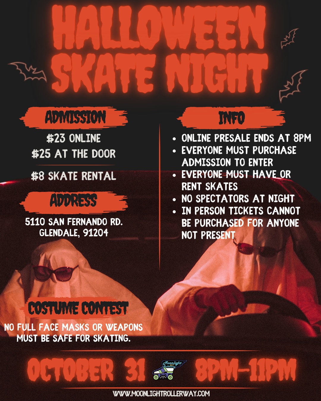 Moonlight Rollerway Halloween Skate Night 2026 poster or cover