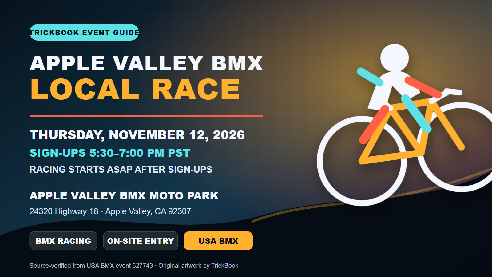 Apple Valley BMX Moto Park Local Race — November 12, 2026 poster or cover
