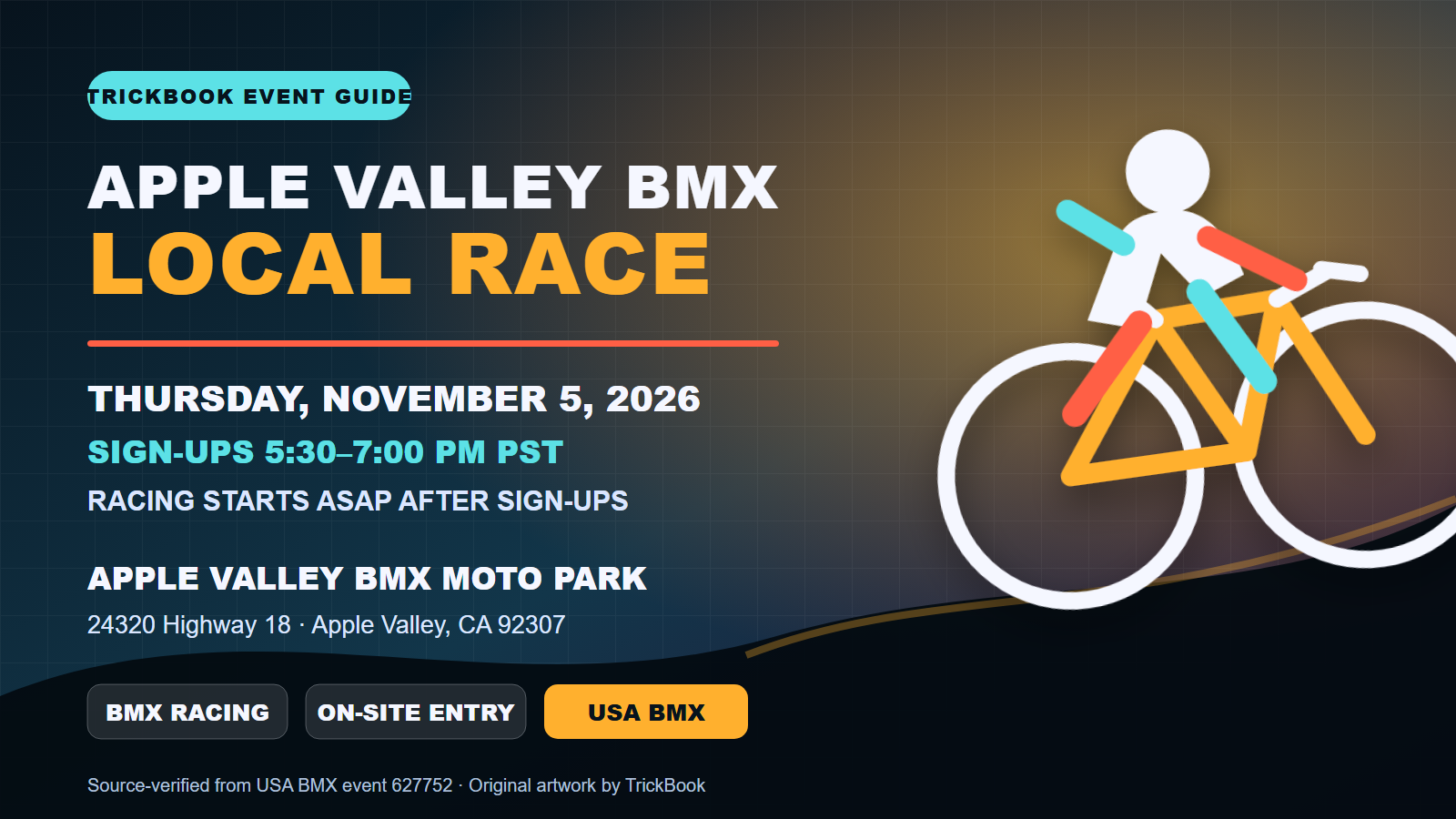 Apple Valley BMX Moto Park Local Race — November 5, 2026 poster or cover