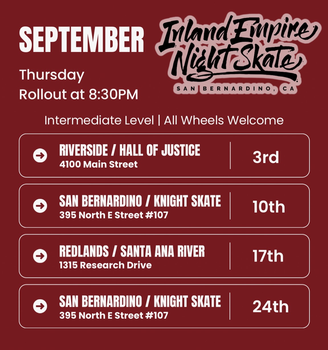 Inland Empire Night Skate — San Bernardino — September 24, 2026 poster or cover