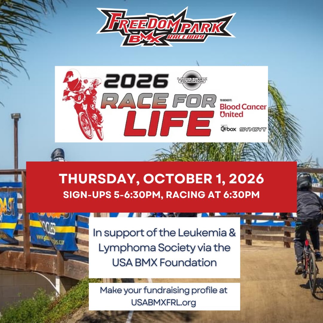 Freedom Park BMX Race for Life Benefit Race 2026 poster or cover