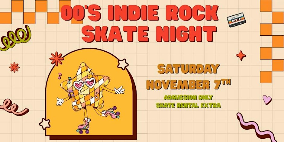 '00s Indie Rock Skate Night at Moonlight Rollerway 2026 poster or cover