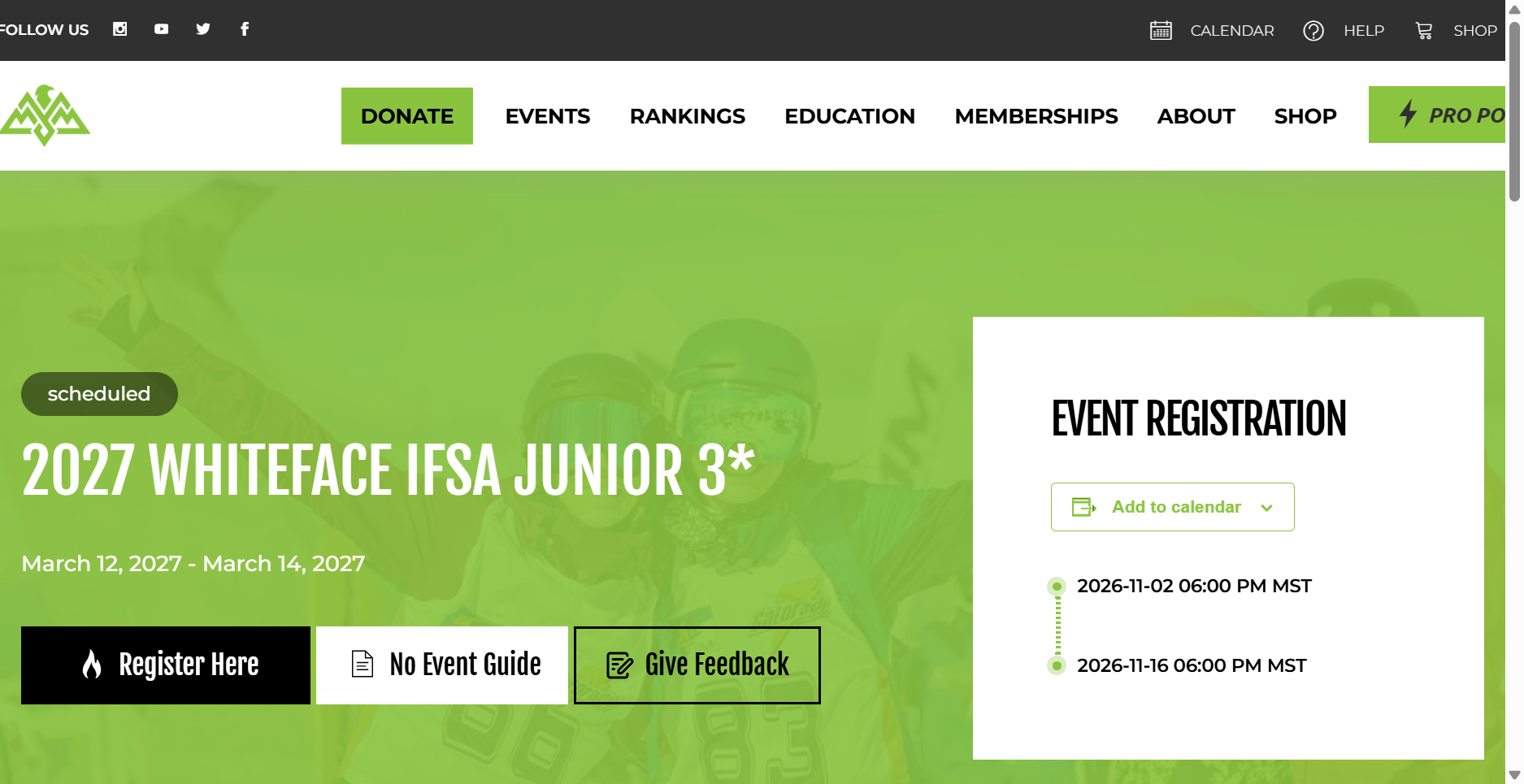 2027 Whiteface IFSA Junior 3* poster or cover