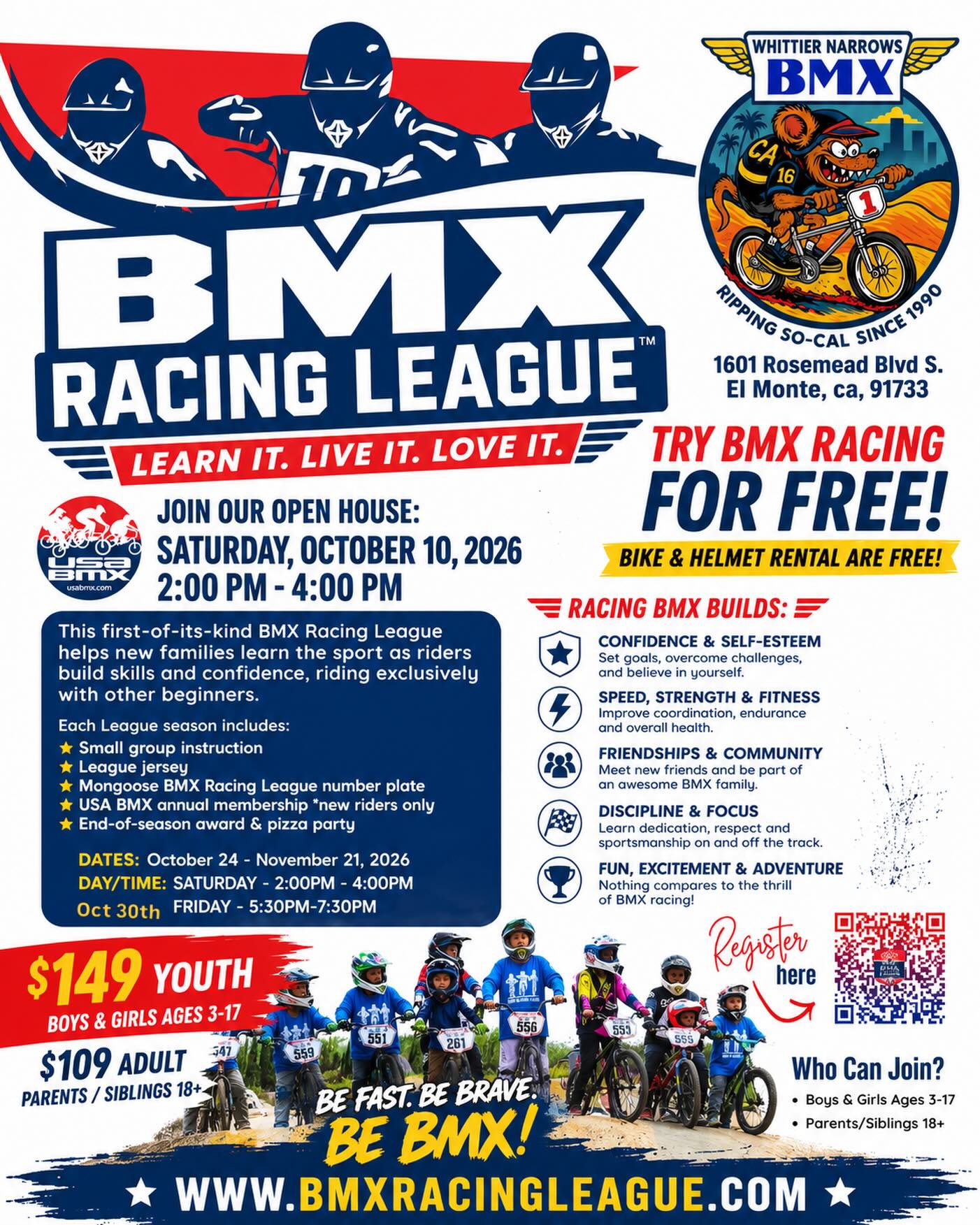 Whittier Narrows BMX Beginner's League - Fall 2026 poster or cover