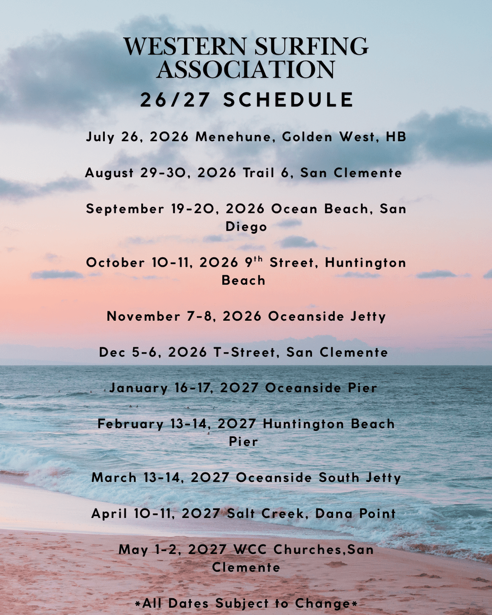 Salt Life WSA Championship Tour Stop #5 — T-Street San Clemente 2026 poster or cover